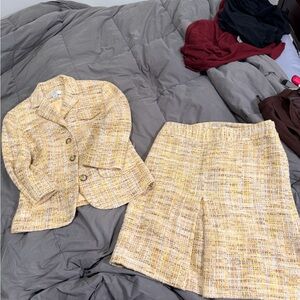 LOFT Yellow and Cream Textured Blazer